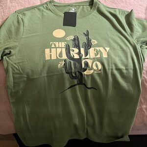 Hurley Green Short-Sleeve Tee with Cactus Graphic